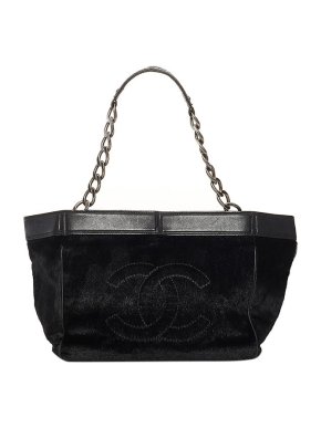 Chanel CC Logo Pony Hair Chain Tote