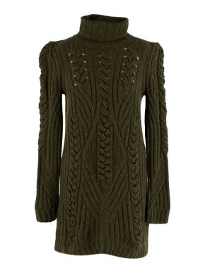 Celine Khaki wool & cashmere cable knit  dress
