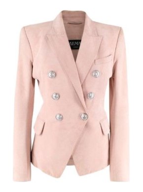 Balmain Pink Suede Double Breasted Jacket