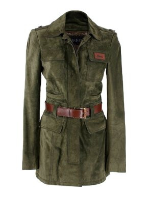 Gucci vintage green suede belted longline jacket