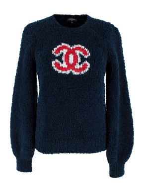 Chanel Navy & Red CC Teddy Jumper