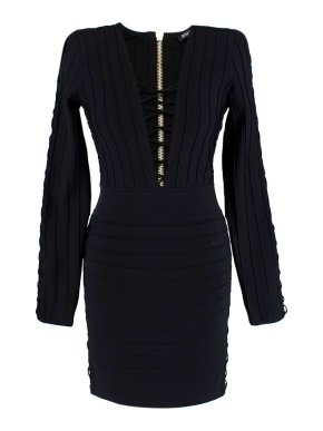 Balmain black lace-up bandage dress