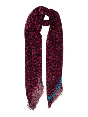 Louis Vuitton Stephen Sprouse Leopard Print Berry and Black Silk & Wool Scarf