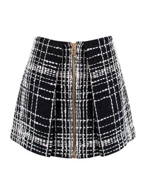 Balmain Black & white tweed mini skirt