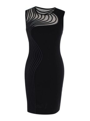 Stella McCartney black sleeveless mesh panel fitted dress