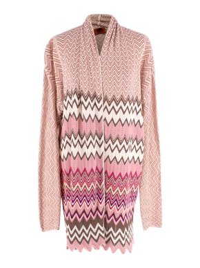 Missoni Pink & Brown Cotton Blend Chevron Cardigan
