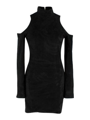 Balmain Black suede cold shoulder dress