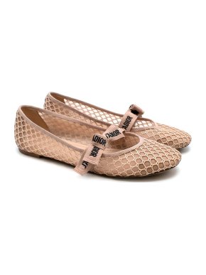 Dior pink tulle & mesh ballerina flat pumps