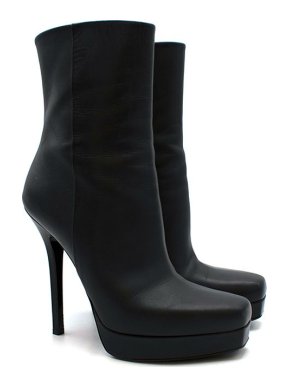 Gucci black leather platform heeled ankle boots