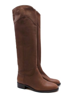 Chanel Brown leather knee-high boots