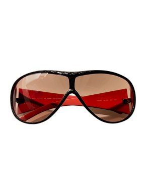 Fendi black & red acetate ski shield sunglasses
