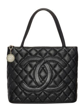 Chanel black Caviar leather Medallion tote bag