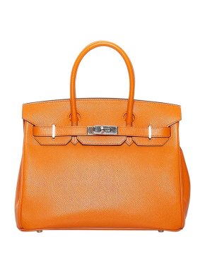 Hermes orange Epsom leather Birkin 30 bag PHW