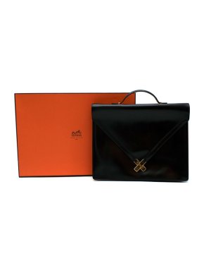 Hermes vintage black Box Calf leather business bag