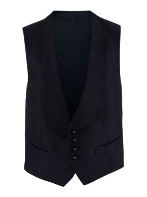Tom Ford Black Ribbed Silk Waistcoat