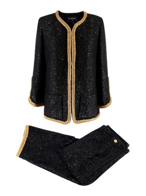 Chanel Black & Gold Sequin Jacket & Bermuda Shorts