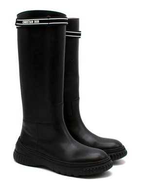 Dior black leather & rubber D-Racer long boots