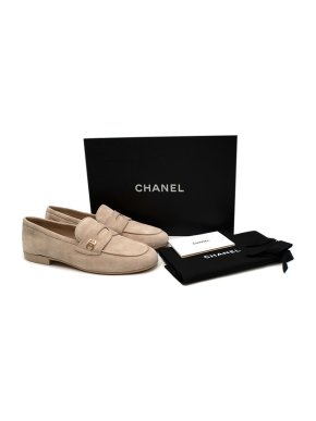 Chanel Beige Suede CC Loafers