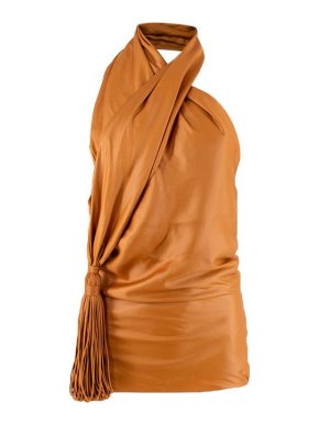 Bottega Veneta bronze satin draped neck top
