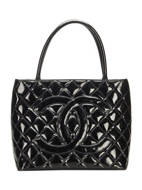 Chanel black patent leather Medallion tote bag