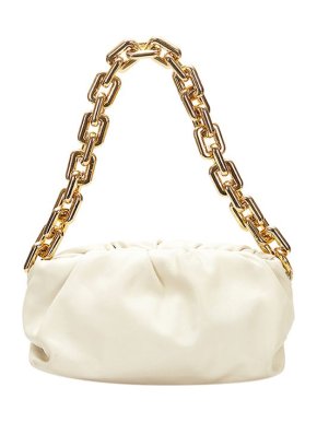 Bottega Veneta white leather & gold-tone metal Chain Pouch bags
