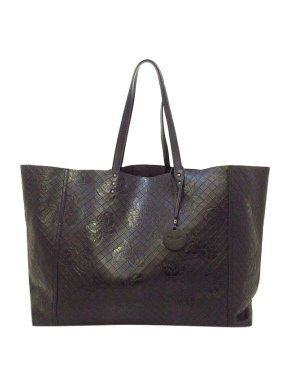 Bottega Veneta brown Intrecciomirage Papillon embossed leather tote bag