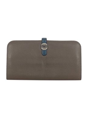 Hermes dark grey & blue Dogon long wallet