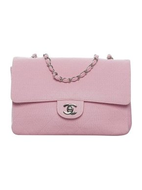 Chanel pink jersey quilted double flap bag