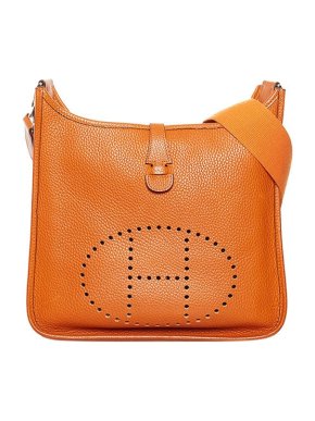 Hermes orange leather Evelyne I GM bag PHW