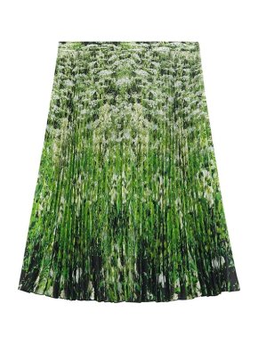 Burberry Rersby Meadow Print Pleated Midi Skirt