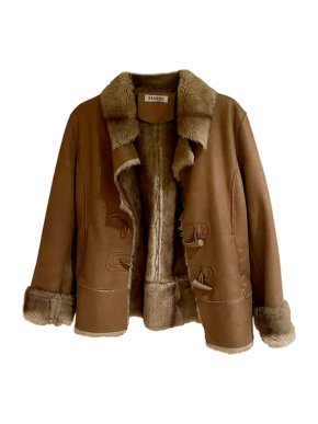 Balmain brown leather & faux-fur jacket