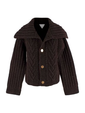 Bottega Veneta Brown Chunky Cable Knit Cardigan