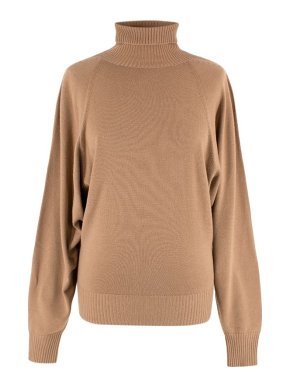 The Row Merino Wool & Cashmere Camel Roll Neck Jumper