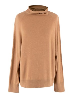 The Row Merino Wool & Cashmere Camel Roll Neck Jumper