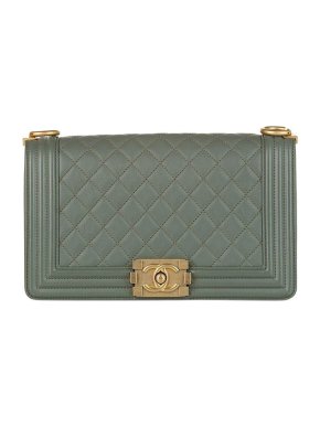 Chanel muted-green leather Boy bag