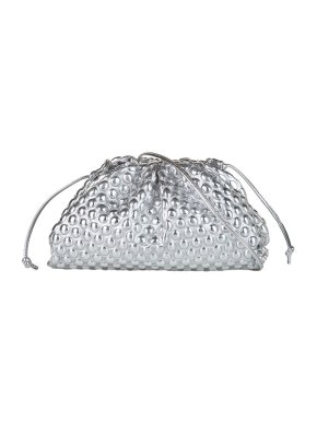 Bottega Veneta silver textured leather Mini Pouch bag