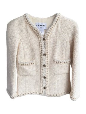 Chanel ivory wool boucle tweed jacket