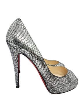 Christian Louboutin silver watersnake Very Prive 120 heeled pumps