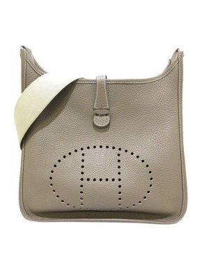 Hermes Etoupe Clemence leather Evelyne I bag PHW