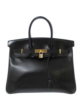 Hermes vintage black Box Calf leather Birkin 35 bag GHW