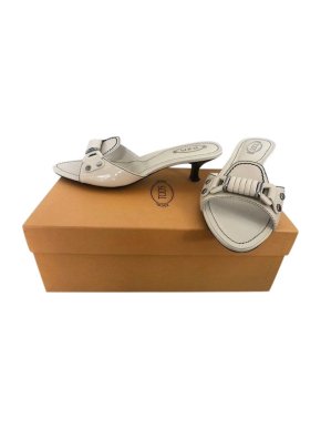 cream leather heeled mules