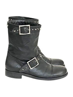 Jimmy Choo Black Leather Biker Boots