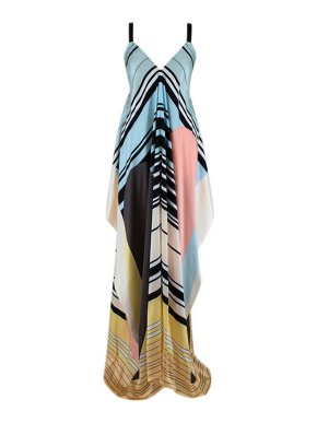Louisa Parris multicolour geometric print silk Paley Poiret dress