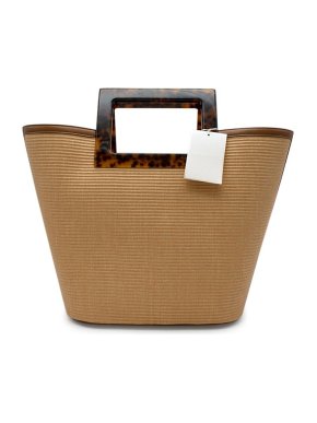 Marina Raphael Riviera Raffia Bag with Tortoise Shell Handles