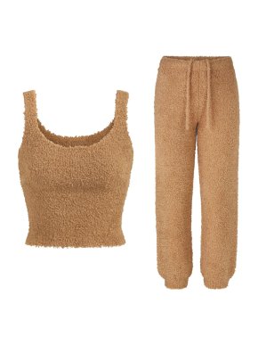 SKIMS Cozy Camel Teddy Vest Top & Trousers