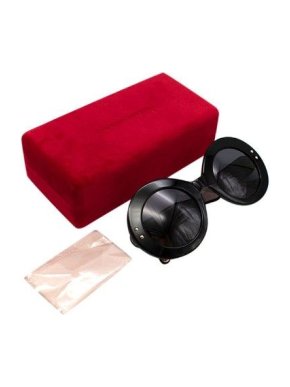 Carolina Herrera Black Round Sunglasses