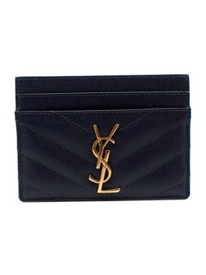 Saint Laurent navy leather Monogram card holder
