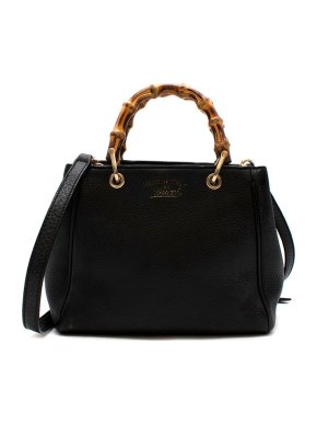 Gucci Vintage Black Leather Bamboo Handle Mini Bag