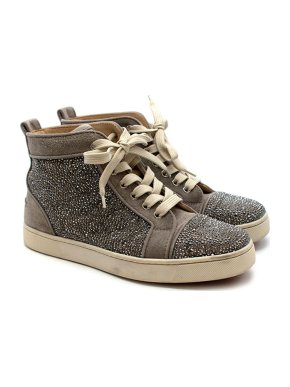 Christian Louboutin Suede Crystal Embellished Louis Spikes High Tops