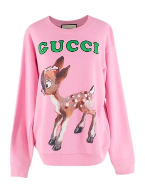 Gucci Bambi Print Pink Cotton Sweatshirt
